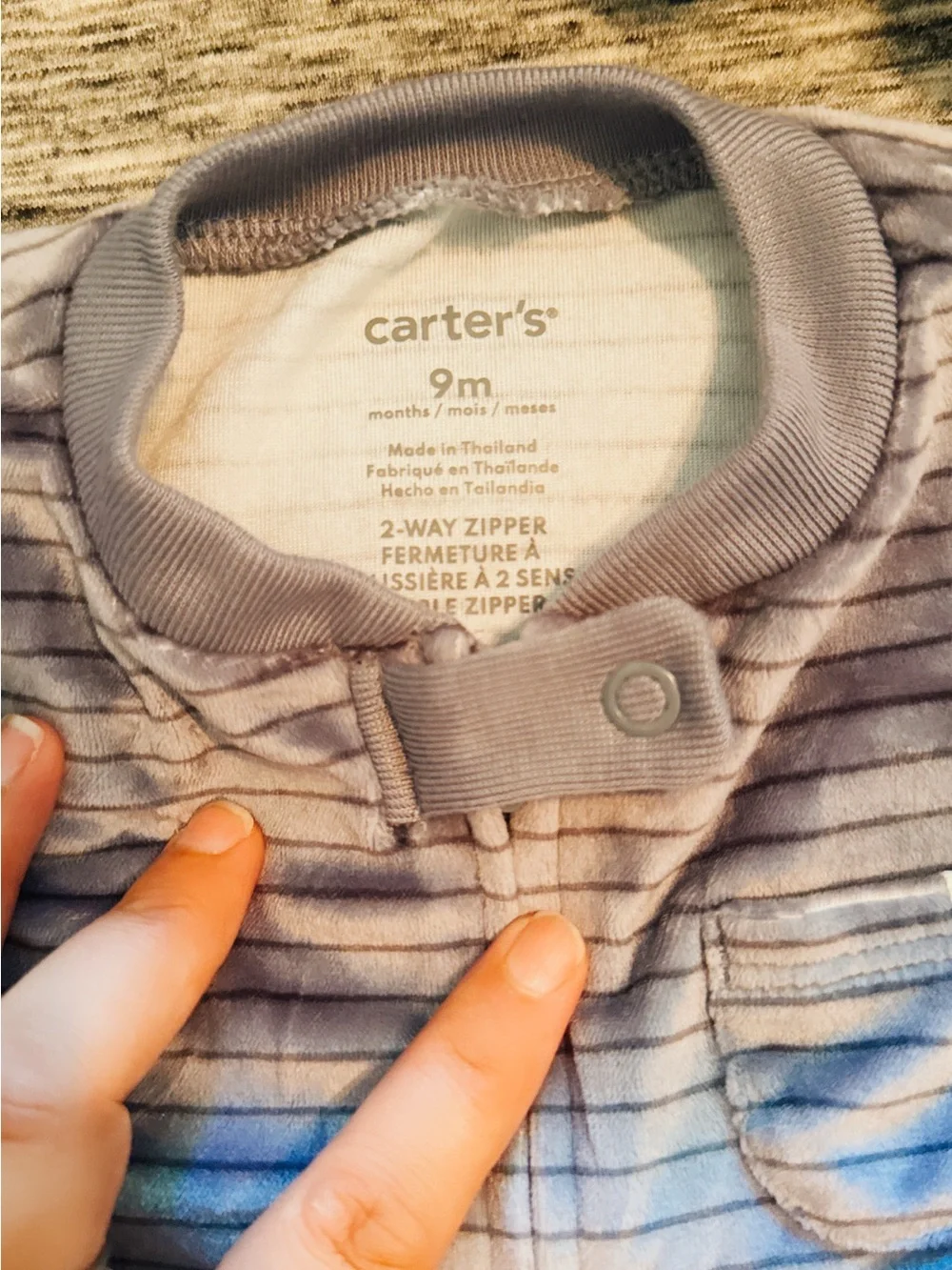 Carter's Blue Striped Footed One-Piece Pajamas